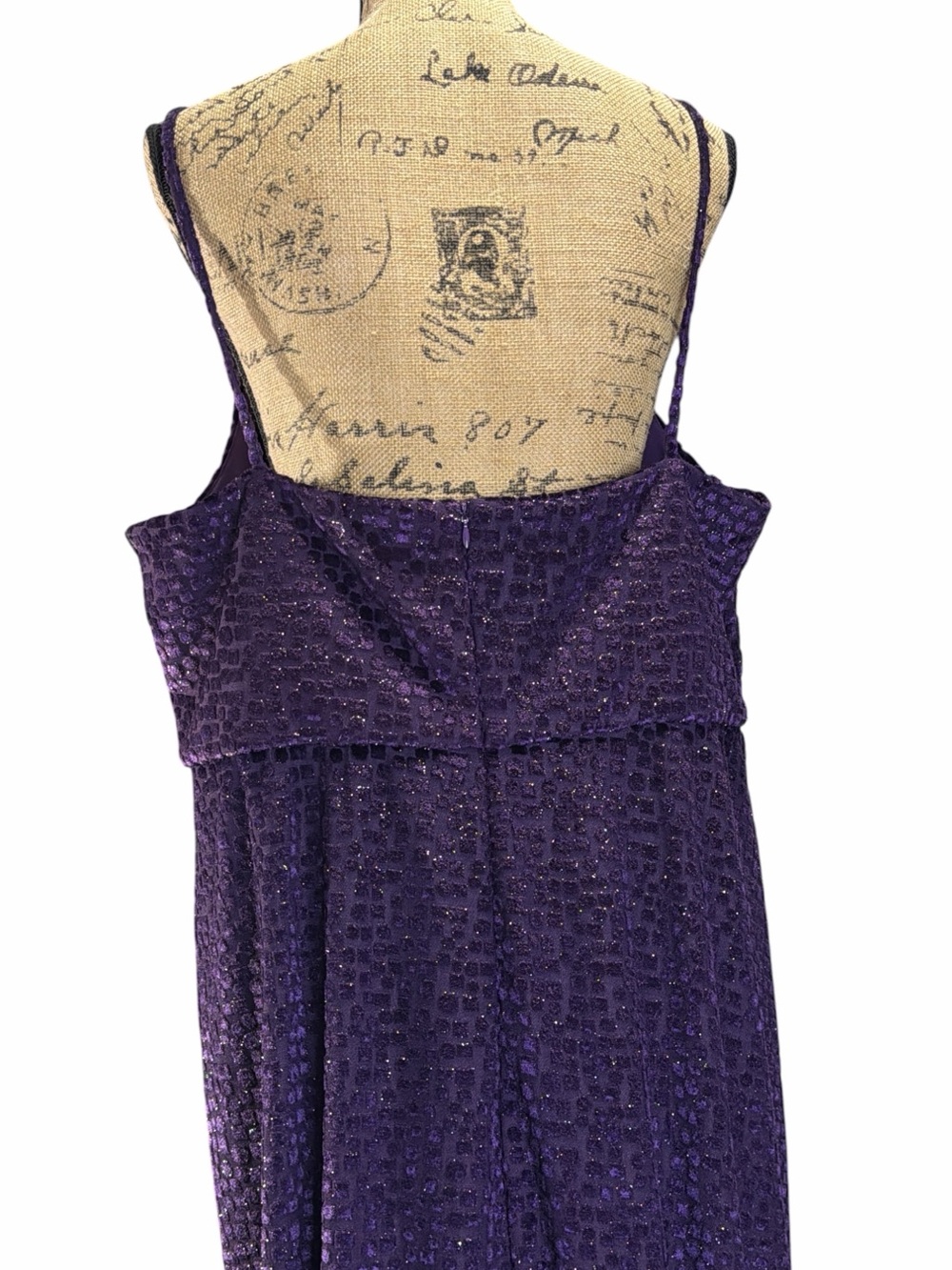 Night Way Collections Deep Purple Velvet Burnout pattern Maxi Dress EC  size 16W - Picture 8 of 10